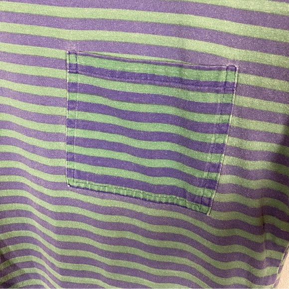 Men's Vintage 417 By Van Heusen Purple & Green Retro Striped Pocket Tee - Picture 3 of 6